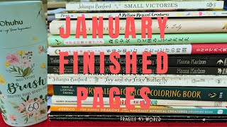 My January 25' finished/completed colouring book pages and WIPs #adultcoloring