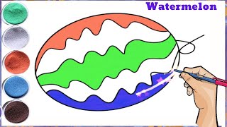 How to draw a watermelon | coloring and Learn easy step by step