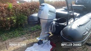 Honda Outboard BF 75 / 80 / 90 / 100 - How To Remove Gearbox Lower Unit \u0026 Change Water Pump Impeller