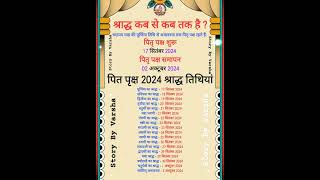 Shradh Kab Se Hai 2024 |Pitru Paksh 2024 Dates |पितृ पक्ष श्राद्ध पक्ष 2024 #shorts #Shradh #ytshots