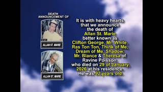 Allan St. Marie ~ Short Obituary