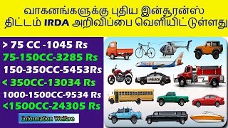 IRDA Latest Insurance Premium For All Vehicles | வாகனங்களுக்கு புதிய இன்சூரன்ஸ்  திட்டம்