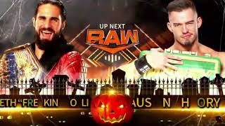 WWE RAW October 31, 2022 Seth Rollins vs Austin Theory Official Match Card