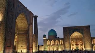 The Registan in the evening, Samarkand, Uzbekistan