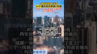 近日，据媒体报道，34个城市房价已经低于2年前，6城房价跌回5年前。北京、广州、上海、成都、海口和杭州涨幅位居前列 #房价 #财经 #买房