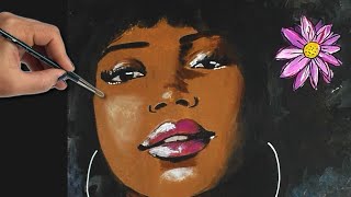 Acrylic Painting Tutorial for beginners | AFRICAN BEAUTY | Step by Step | Black Queen