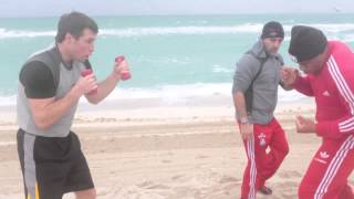 Odlanier Solis and Grigory Drozd Training In the Sand with Pedro Diaz