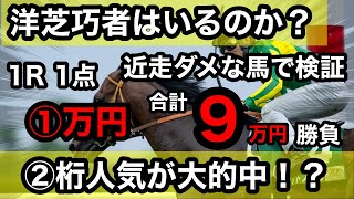 【馬券勝負】洋芝巧者はいるのか！？近走ダメな馬で、1R1万円、合計10万分検証したら、2桁人気の大穴馬が大的中！？