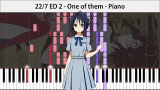 「22/7 ED2」 One of them - Piano 【ピアノ】- Miu Takigawa