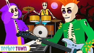 Five Skeletons At The Rock Show Song | Spooky Scary Rhymes By Teehee Town