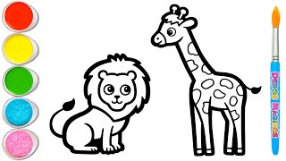 Dibujemos y Coloreemos Juntos Adorables Animales de Safari 🦒🐘🦁🦏 Amigos Animales #113