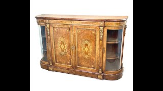 Victorian Burr Walnut Credenza Cabinet