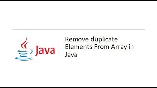 #java remove duplicates elements from array java #array #lovetolearn