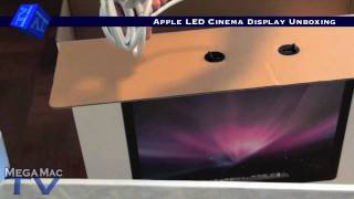 Apple LED Cinema Display Unboxing and Connected to a Mac Pro