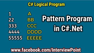 Number Pattern Program -3 || C# Interview Pattern Program By D.K. Gautam
