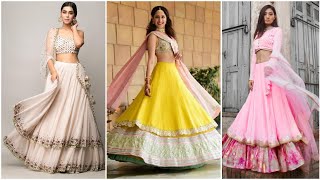 beautiful trending double layered lehenga choli collection/ latest designer lehenga designs