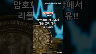 암호화폐 시장에서 리플 급락 이유!! #암호화폐 #시장 #리플 #급락 #이유 #cryptocurrency #market #ripple #sharp #decline #reason