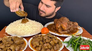 Eating Whole Chicken Curry Mutton Boti Curry Rice Salad|#asmrvideo #mukbang #food