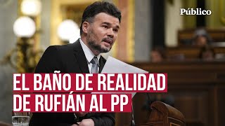 Rufián pinta la cara al PP y retrata sus mentiras sobre València: 