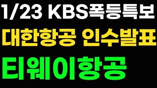 티웨이항공 5분전속보! 대한항공-티웨이 인수합병 참여! 3파전 8배 폭등한다 진짜 난리낫네요