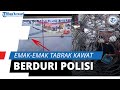 Emak-emak Naik Motor Tabrak dan Tersangkut Kawat Berduri Milik Polisi, Videonya Viral di Medsos