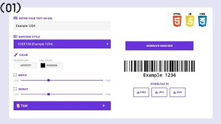 How to create Barcode Generator Tool using HTML Css and Javascript part 1 #html #css #javascript