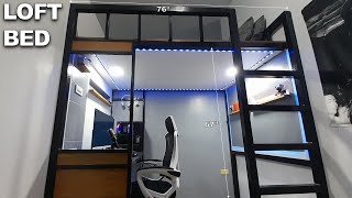 DIY LOFT BED for SMALL BEDROOM  | full actual build