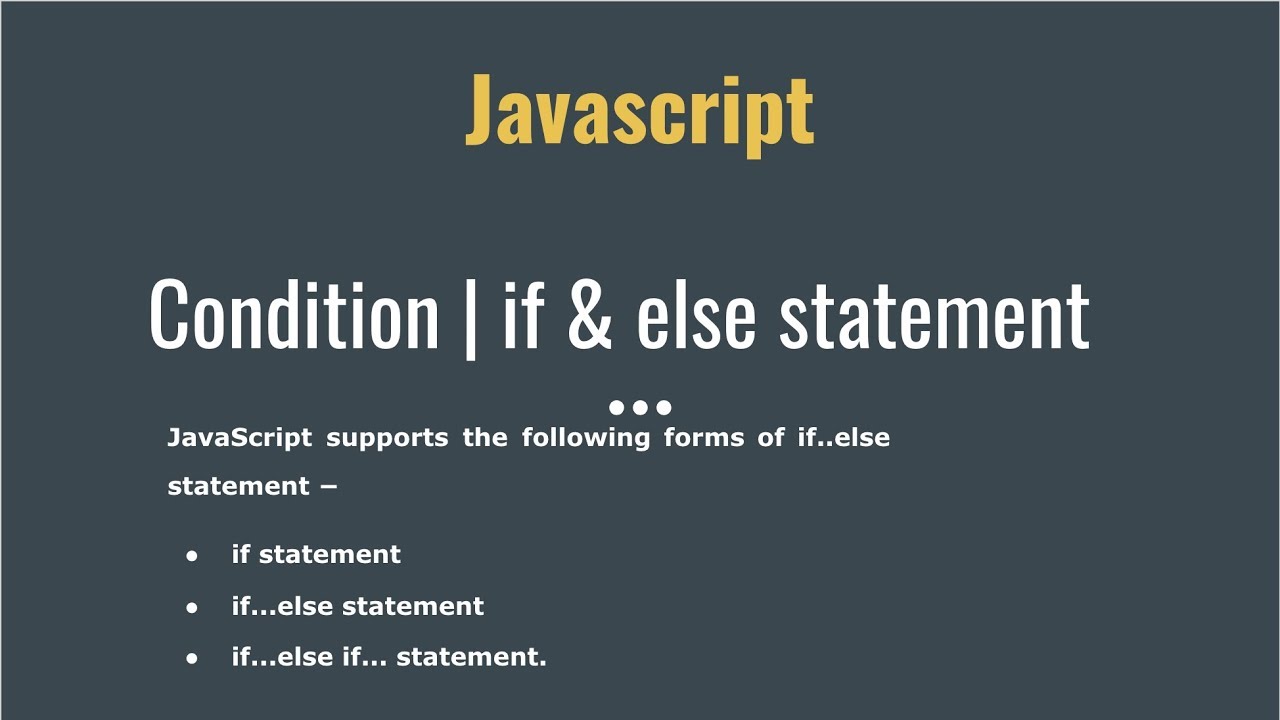 Javascript If Else Statement Youtube