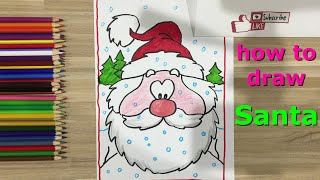 🎄🎅❤️ Christmas card drawing | Draw santa claus face | Coloring pages for kids | Drawing for kids