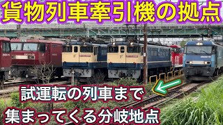 いろんな機関車が集まる中に現れた異端の編成？！国鉄型の先頭に立つ未完成なダブルデッカーが長距離輸送