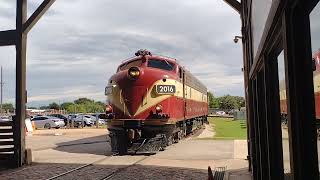 Twin FL9s of the Grapevine Vintage Railroad Excursion pulling into Fort Worth Stockyards Station