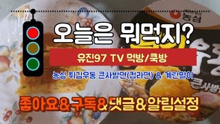 농심 튀김우동 큰사발면(컵라면) \u0026 계란말이 3개 먹방