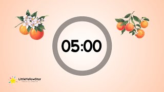 Aesthetic Oranges – 5 Minutes Countdown Timer With Happy Calm Music | Fresh Classroom Timer