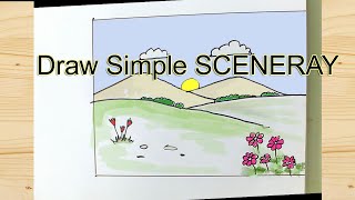 How to draw Landscape  nature scenery  ..very easy  step by step