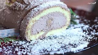 #Bûche_du_Noël كعكة نويل بوش دو نويل بطريقة سهلة وسريعة 😉😋👍+ طريقة عمل كريما رائعة للحشوة