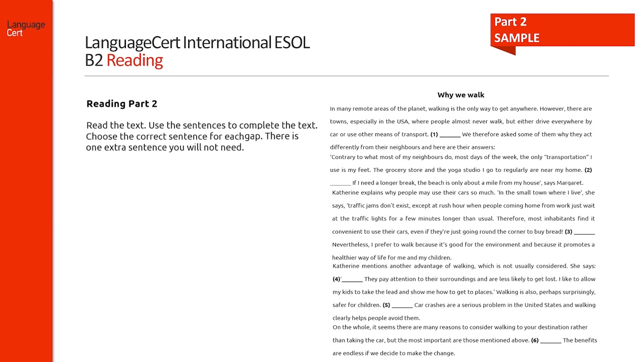 LanguageCert International ESOL Exploring B2 (Communicator) Reading ...