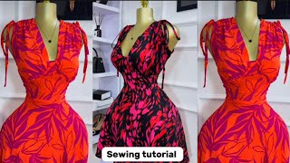 How to cut and sew this trendy dress with a shoulder drawstring