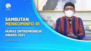 Sambutan Menkominfo RI Johnny G Plate | Humas Entrepeneur Award 2021 | Kamis, 10 Juni 2021