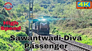 High Speed 10106 Sawantwadi Diva Passenger Sawantwadi Diva Parchuri Tunnel Konkan Railway