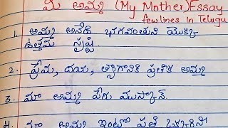 Write 10 lines about Maa Amma |My Mother Essay in Telugu