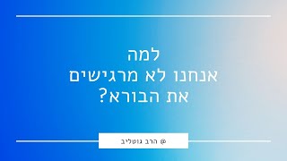 מהי הסיבה שאנחנו לא מרגישים את הבורא ? הרב גוטליב