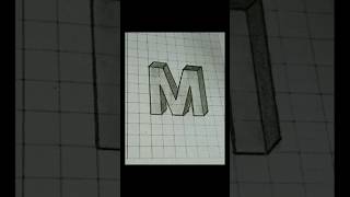 How To Drawing 3D Letter M 😍 Very Easy 💙 #shorts #3d #drawing #art #pencil #trending