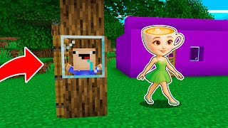 ¡ME ESCONDI de BALLERINA CAPUCHINA DENTRO DE UN ARBOL! 😱 BEBE NOOB en MINECRAFT