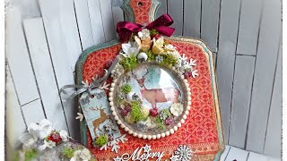 Dekoracja świąteczna www.zielonekoty.pl #decoupage #scrapbookingpaper #mixmedia #tutorial #christmas