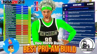 BEST 99 REBOUND PRO AM PF/BACKEND BUILD on NBA 2K24! SWAG'S BLACKMARKET HOF REBOUND CHASER BUILD!