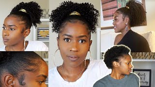Natural Hair Twa Slick Back Curly Ponytail With Freetress Equal