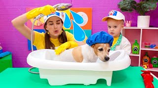 Vlad and Niki learn how to take care of animals and visit a pet salon