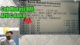 Cek mutasi rekening BRI arti simbol C dan D