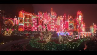 4K DISNEYLAND SPARKLES in NIGHT FOG! Magical Christmas Lights Music Ambiance Walkthrough!