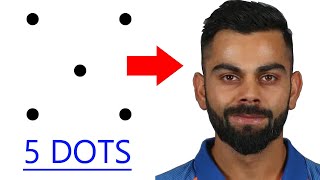 Turn 5 dots into virat kohli drawing - Indian cricket player Virat kohli drawing easy outline